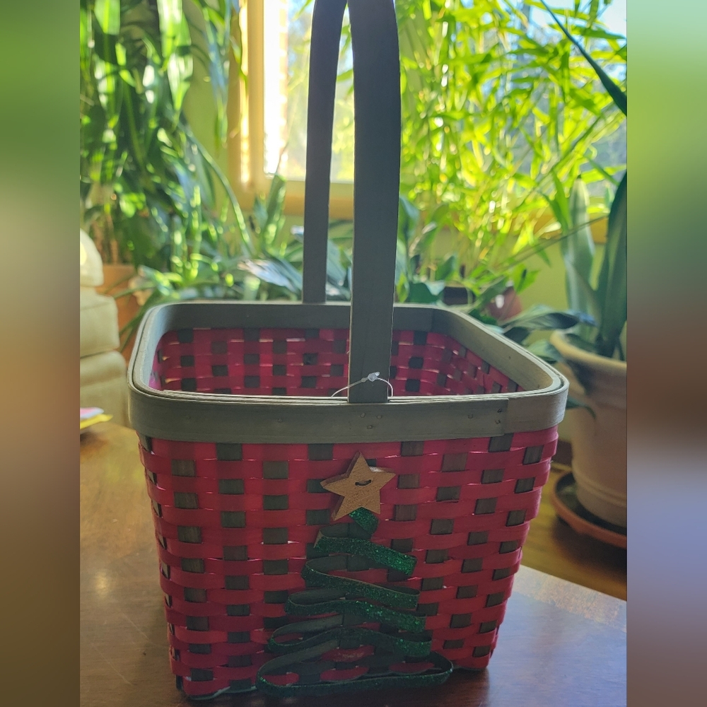 Ashland Red and Green Christmas Tree Woven Basket
